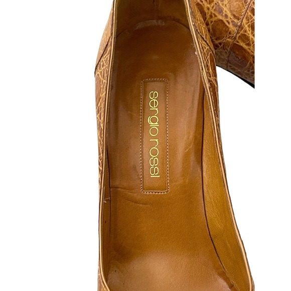 Sergio Rossi‎ Alligator Pointed Pumps 4" Italy Leather Rare size 38.5" - Picture 5 of 9